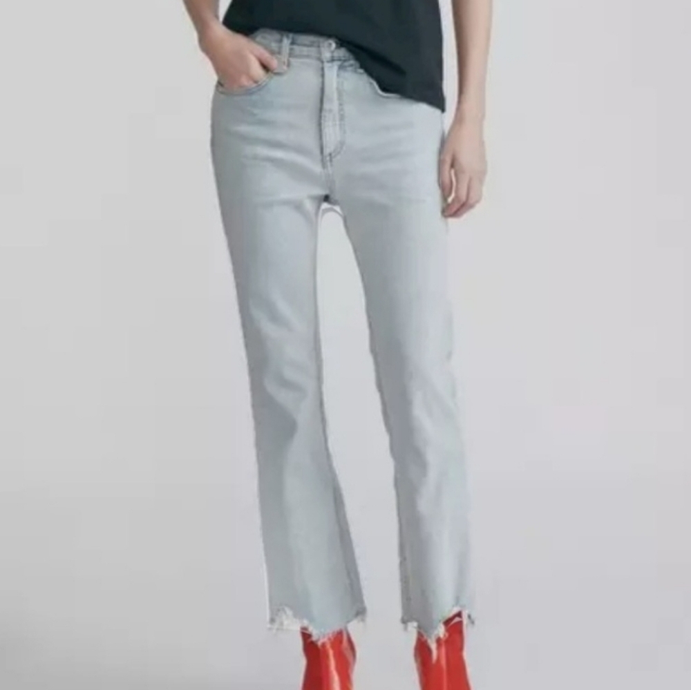 Rag & Bone Hana High Rise Cropped Flare Color Clean Lynn size 29 - Picture 9 of 13